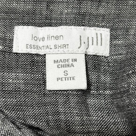 J Jill gray linen blouse button front marled long sleeves Size S career casual - Picture 6 of 7